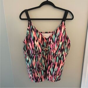 Ava & Viv Pink Teal Black Printed Swim Camisole